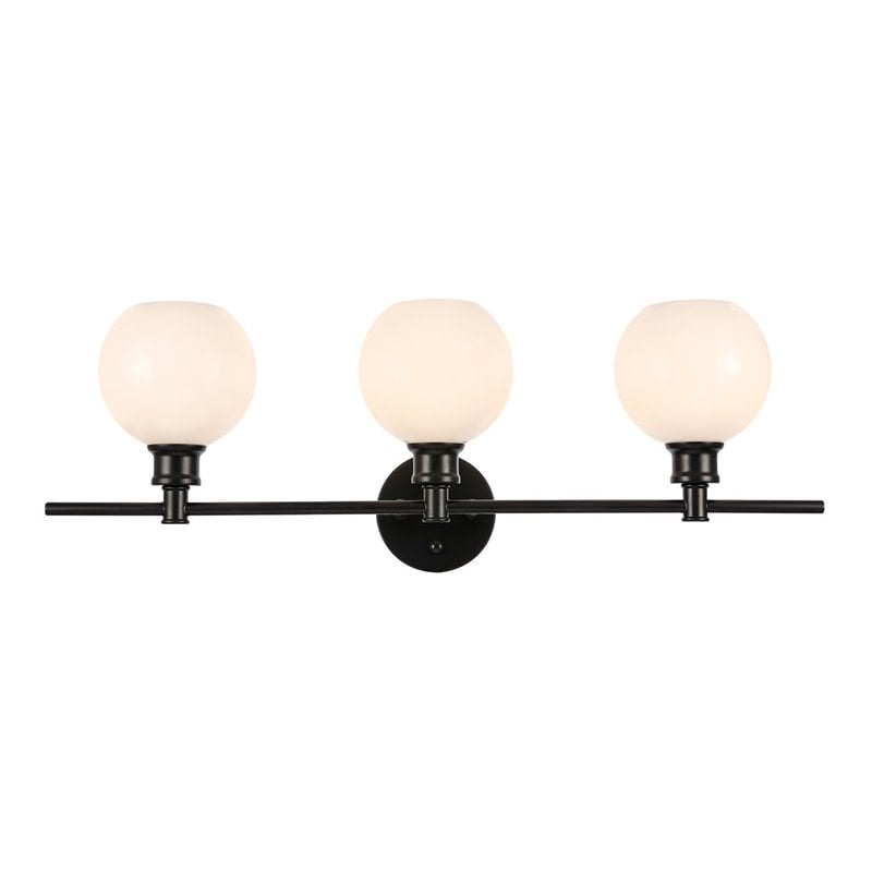 Living District Collier 3-Light Metal Wall Sconce in Black and Frosted White
