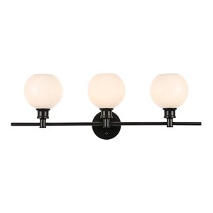 Living District Collier 3-Light Metal Wall Sconce in Black and Frosted White