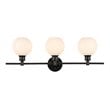 Living District Collier 3-Light Metal Wall Sconce in Black and Frosted White