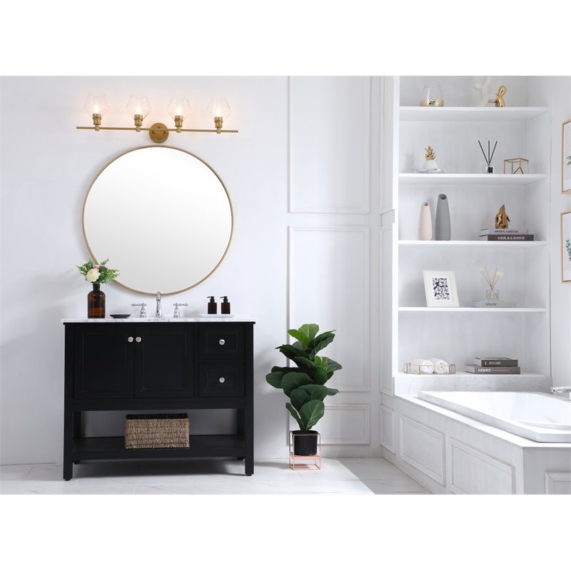 Living District Gene 4-Light Metal Wall Sconce in Brass and Clear Glass