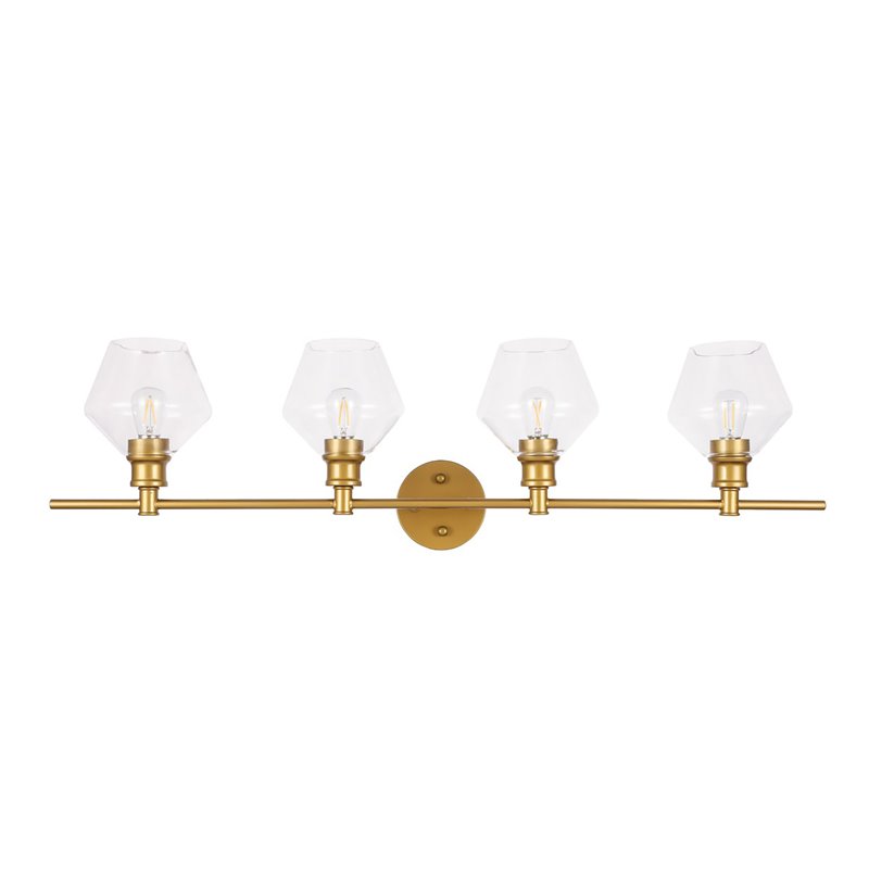 Living District Gene 4-Light Metal Wall Sconce in Brass and Clear Glass
