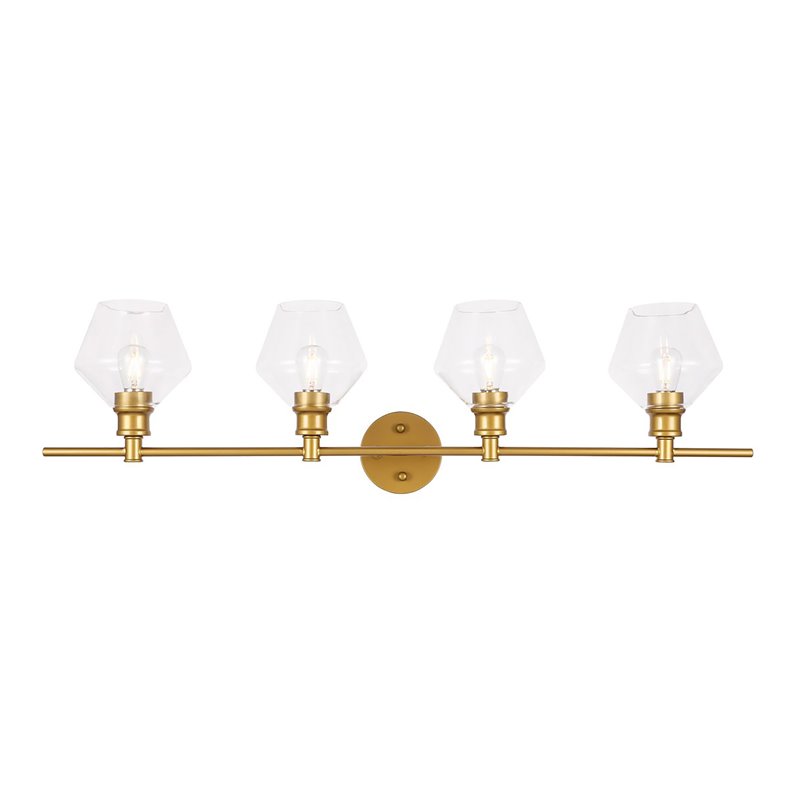 Living District Gene 4-Light Metal Wall Sconce in Brass and Clear Glass