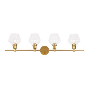 Living District Gene 4-Light Metal Wall Sconce in Brass and Clear Glass