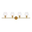 Living District Gene 4-Light Metal Wall Sconce in Brass and Clear Glass