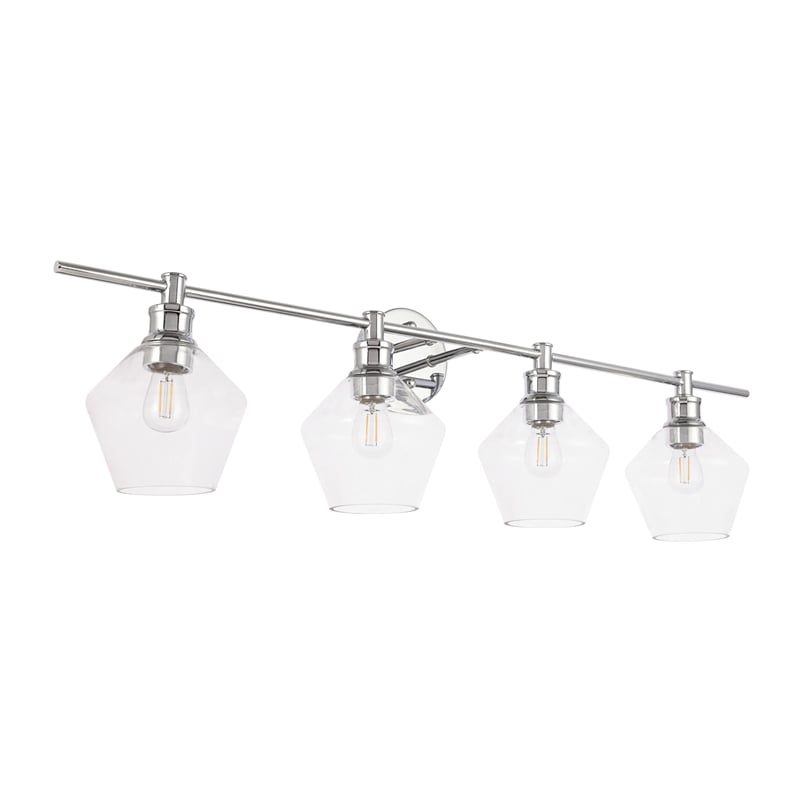 Living District Gene 4-Light Metal Wall Sconce in Chrome and Clear Glass
