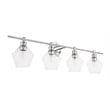 Living District Gene 4-Light Metal Wall Sconce in Chrome and Clear Glass