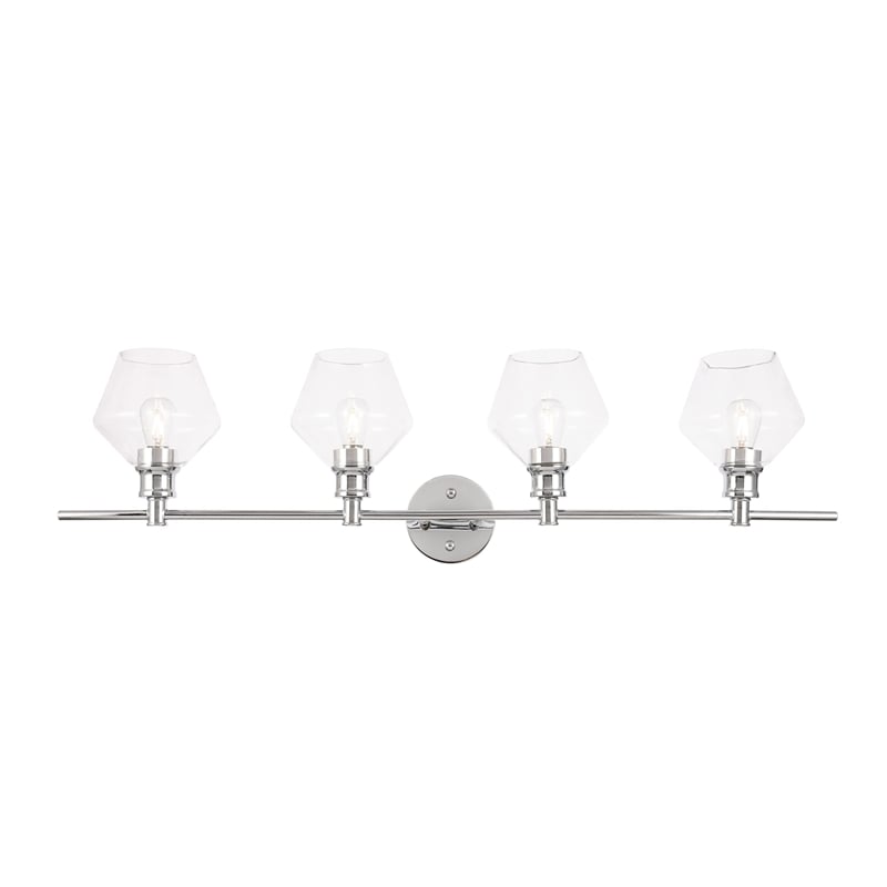 Living District Gene 4-Light Metal Wall Sconce in Chrome and Clear Glass