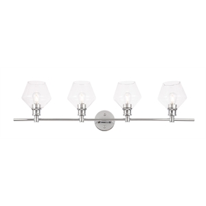 Living District Gene 4-Light Metal Wall Sconce in Chrome and Clear Glass