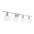 Living District Gene 4-Light Metal Wall Sconce in Black and Clear Glass