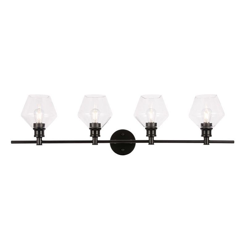 Living District Gene 4-Light Metal Wall Sconce in Black and Clear Glass