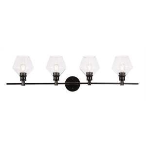 Living District Gene 4-Light Metal Wall Sconce in Black and Clear Glass