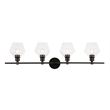 Living District Gene 4-Light Metal Wall Sconce in Black and Clear Glass