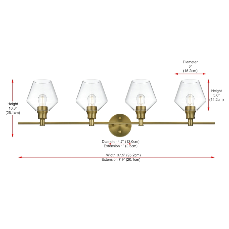 Living District Gene 4-Light Metal Wall Sconce in Black and Clear Glass
