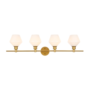 Living District Gene 4-Light Metal Wall Sconce in Brass and Frosted White Glass