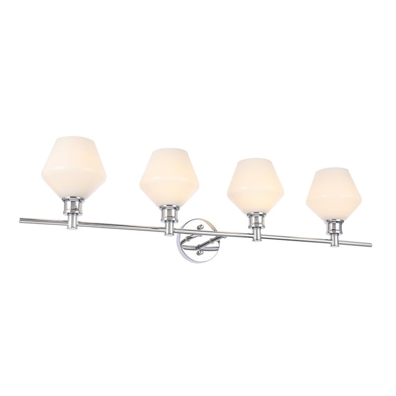 Living District Gene 4-Light Metal Wall Sconce in Chrome and Frosted White