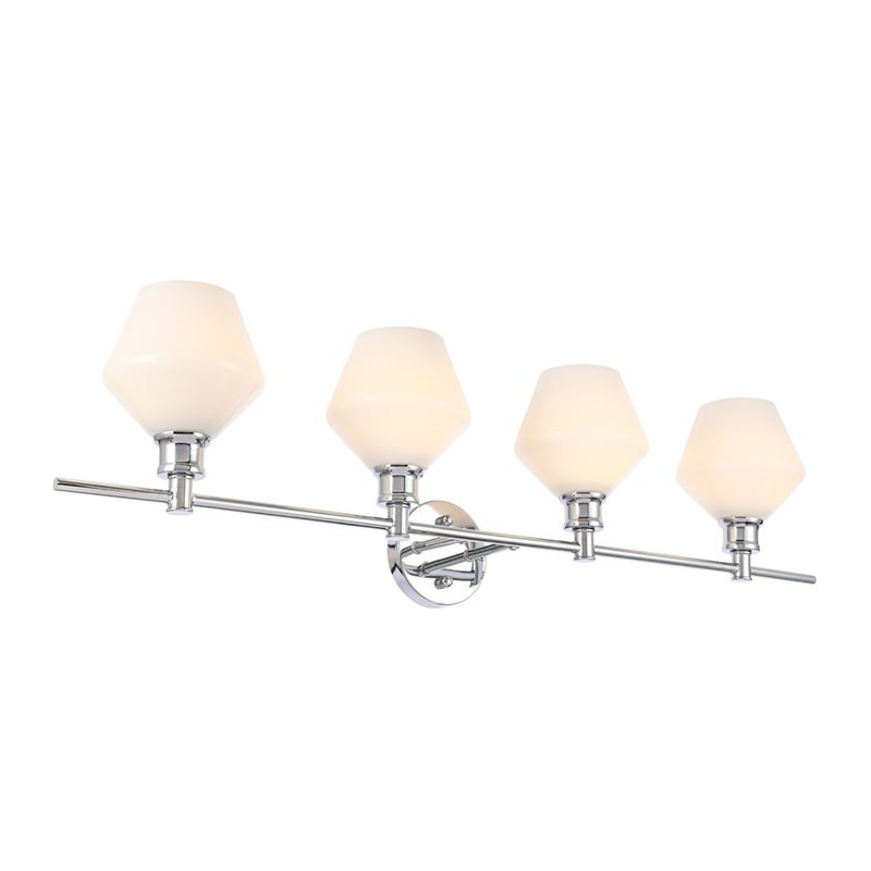 Living District Gene 4-Light Metal Wall Sconce in Chrome and Frosted White