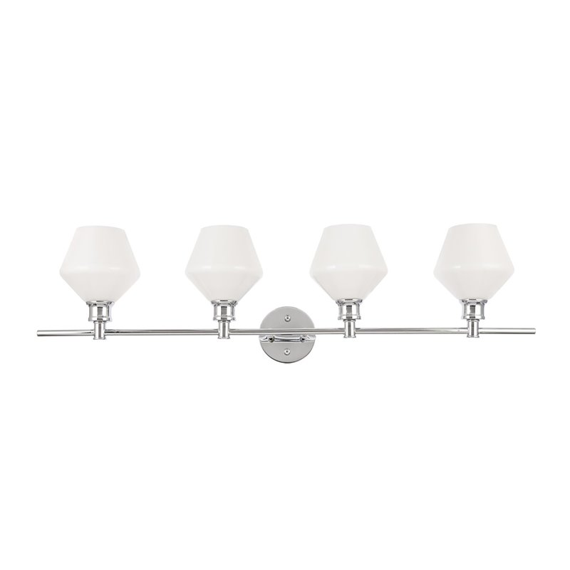 Living District Gene 4-Light Metal Wall Sconce in Chrome and Frosted White