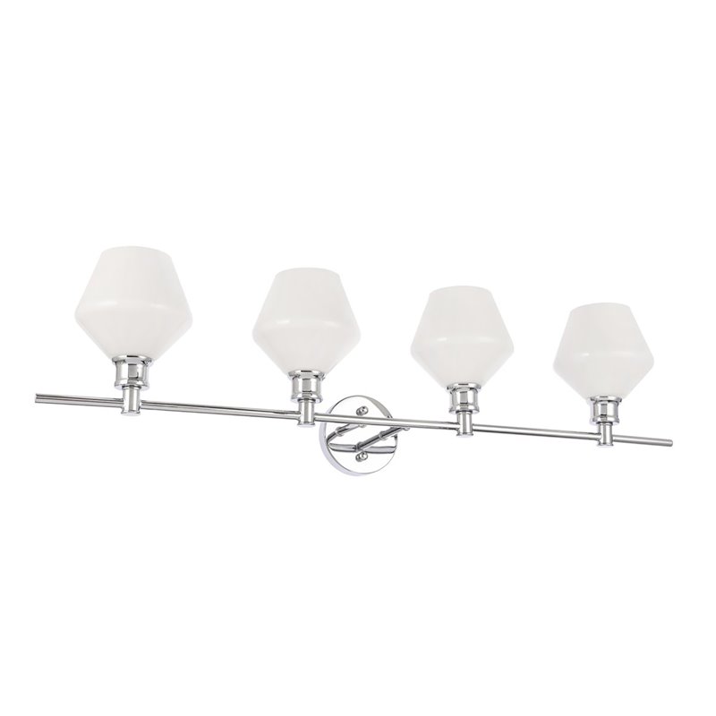 Living District Gene 4-Light Metal Wall Sconce in Chrome and Frosted White