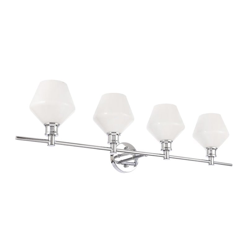 Living District Gene 4-Light Metal Wall Sconce in Chrome and Frosted White