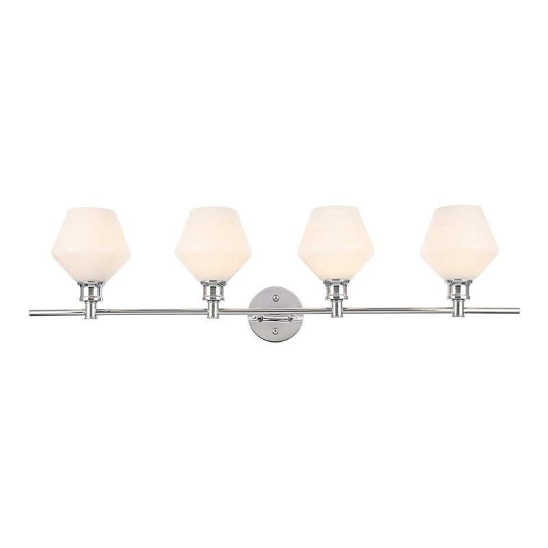 Living District Gene 4-Light Metal Wall Sconce in Chrome and Frosted White