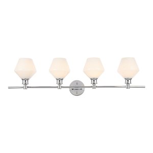 Living District Gene 4-Light Metal Wall Sconce in Chrome and Frosted White