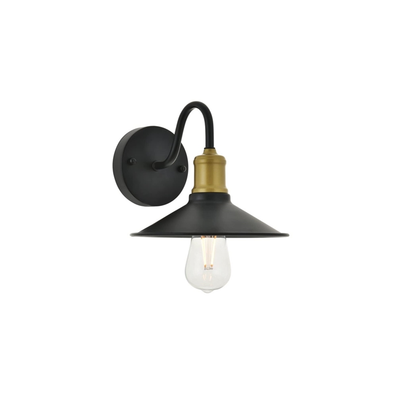 Living District Etude 1-Light Metal Wall Sconce in Brass and Black
