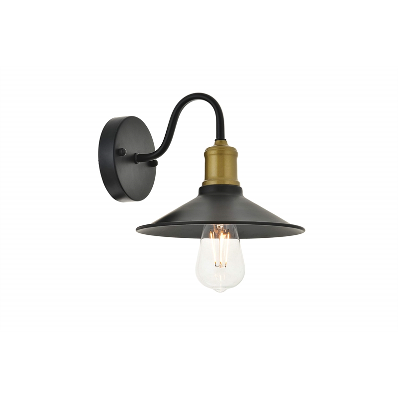 Living District Etude 1-Light Metal Wall Sconce in Brass and Black