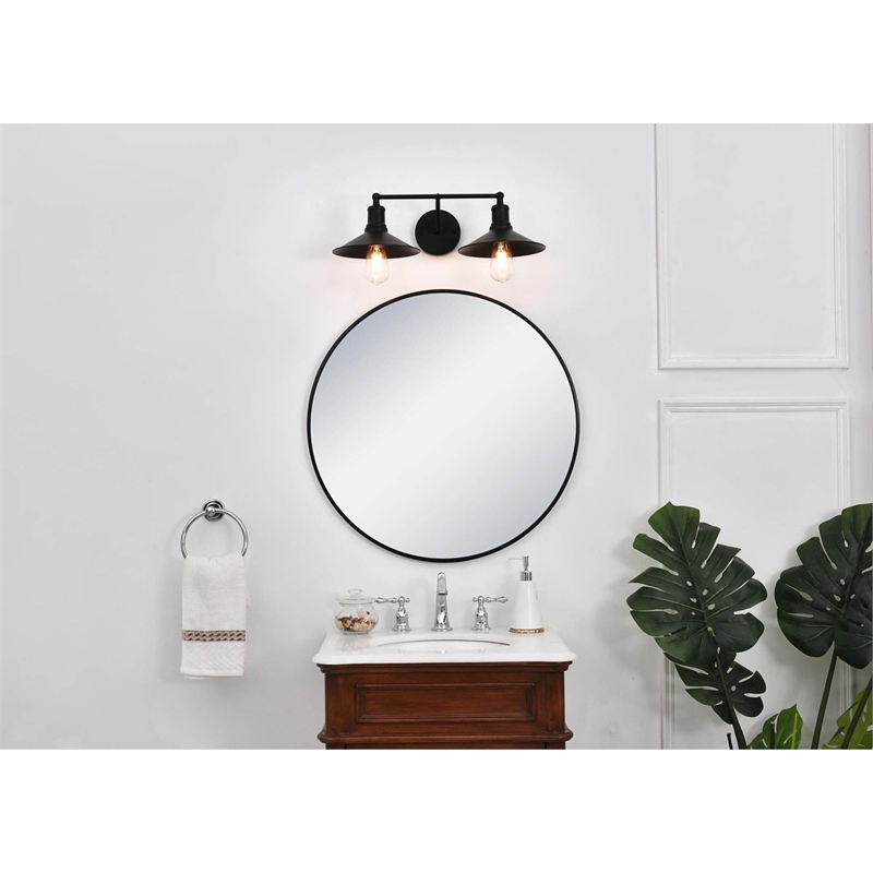 Living District Etude 2-Light Mid-Century Metal Wall Sconce in Black