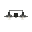 Living District Etude 2-Light Mid-Century Metal Wall Sconce in Black