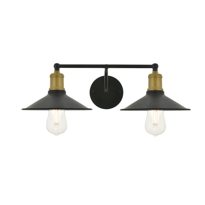 Living District Etude 2-Light Metal Wall Sconce in Brass and Black