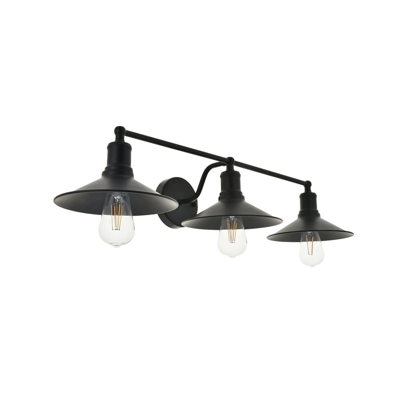 Living District Etude 3-Light Mid-Century Metal Wall Sconce in Black