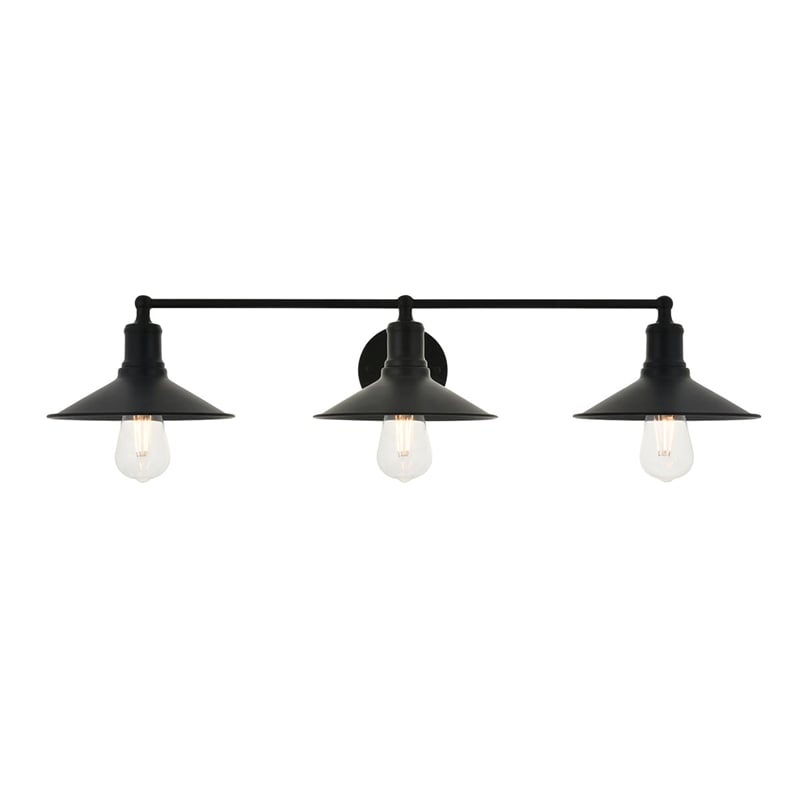 Living District Etude 3-Light Mid-Century Metal Wall Sconce in Black