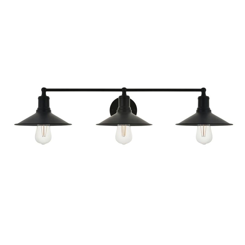 Living District Etude 3-Light Mid-Century Metal Wall Sconce in Black