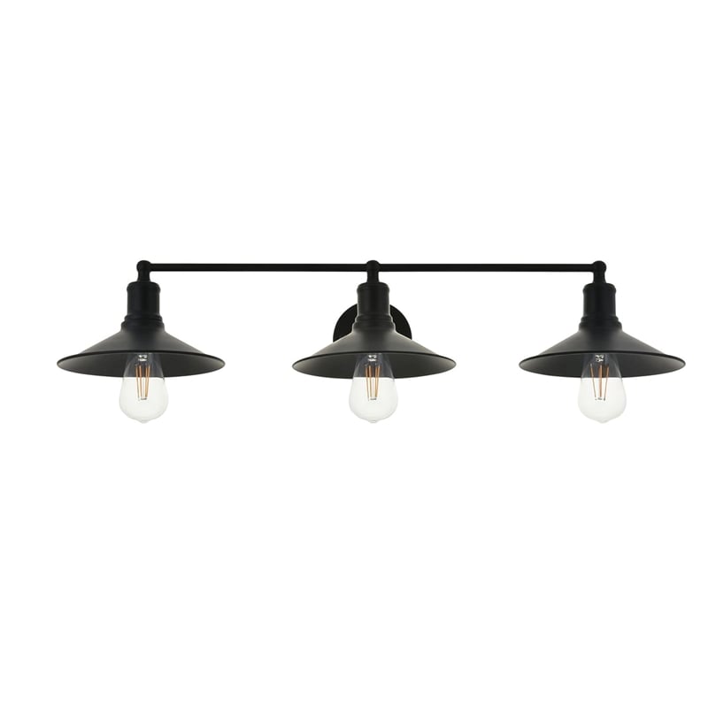 Living District Etude 3-Light Mid-Century Metal Wall Sconce in Black