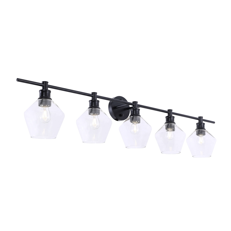 Living District Gene 5-Light Metal Wall Sconce in Black and Clear Glass