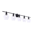 Living District Gene 5-Light Metal Wall Sconce in Black and Clear Glass