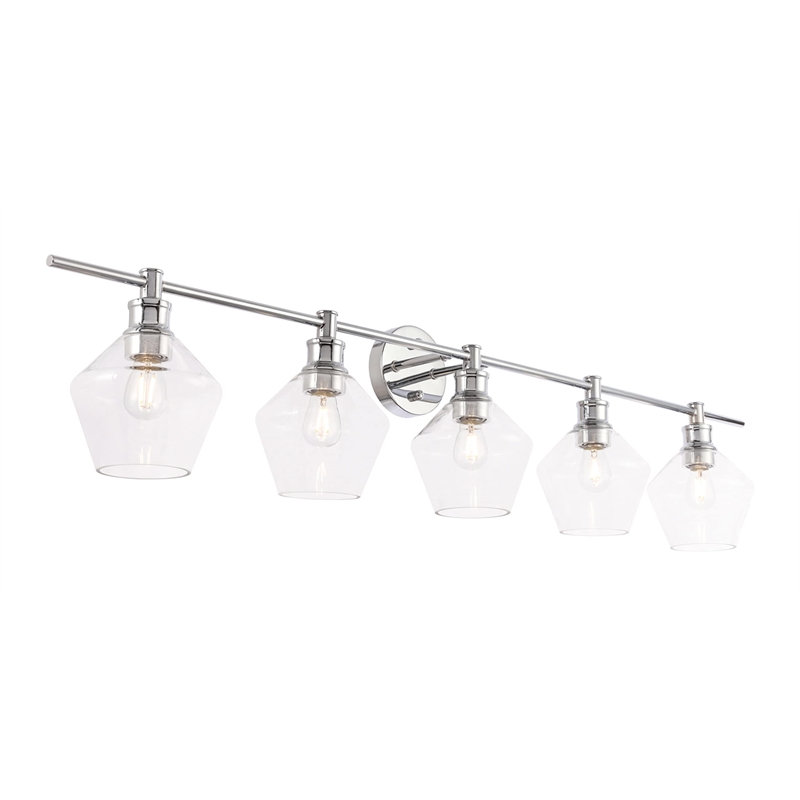 Living District Gene 5-Light Metal Wall Sconce in Black and Clear Glass