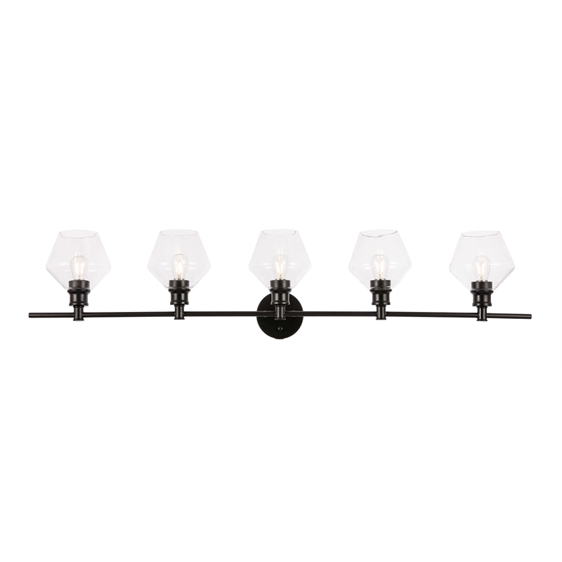 Living District Gene 5-Light Metal Wall Sconce in Black and Clear Glass