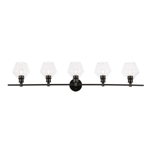 Living District Gene 5-Light Metal Wall Sconce in Black and Clear Glass
