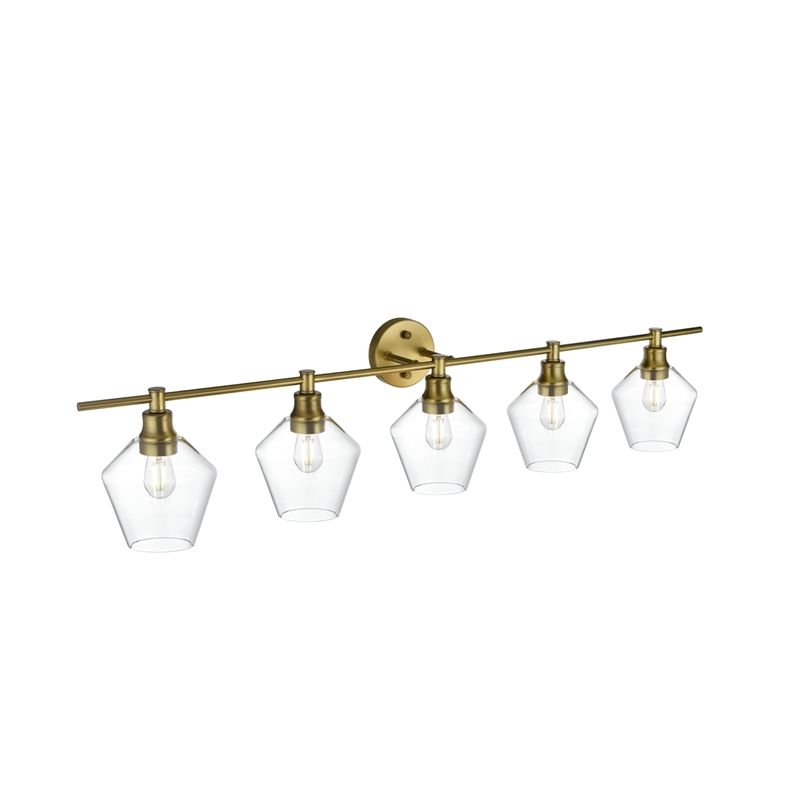 Living District Gene 5-Light Metal Wall Sconce in Black and Clear Glass
