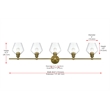 Living District Gene 5-Light Metal Wall Sconce in Black and Clear Glass
