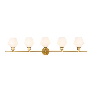 Living District Gene 5-Light Metal Wall Sconce in Brass and Frosted White Glass