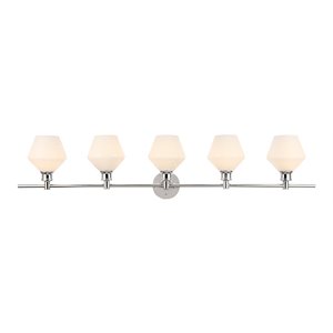 Living District Gene 5-Light Metal Wall Sconce in Chrome/Frosted White Glass