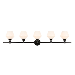Living District Gene 5-Light Metal Wall Sconce in Black and Frosted White Glass