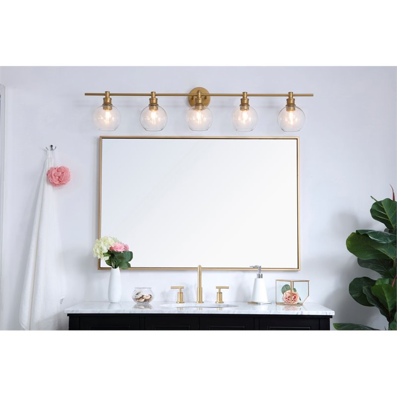Living District Collier 5-Light Metal & Glass Wall Sconce in Brass/Clear