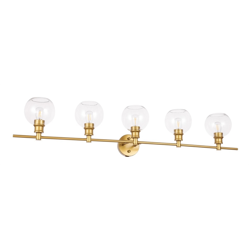 Living District Collier 5-Light Metal & Glass Wall Sconce in Brass/Clear