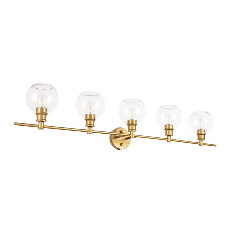 Living District Collier 5-Light Metal & Glass Wall Sconce in Brass/Clear