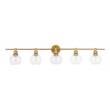 Living District Collier 5-Light Metal & Glass Wall Sconce in Brass/Clear