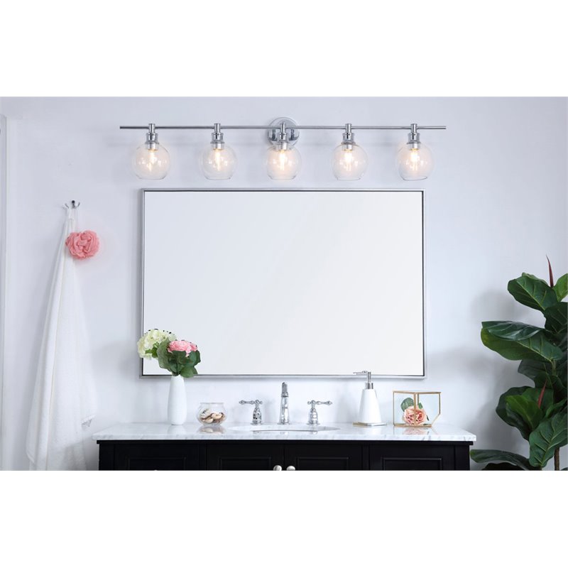 Living District Collier 5-Light Metal & Glass Wall Sconce in Chrome/Clear