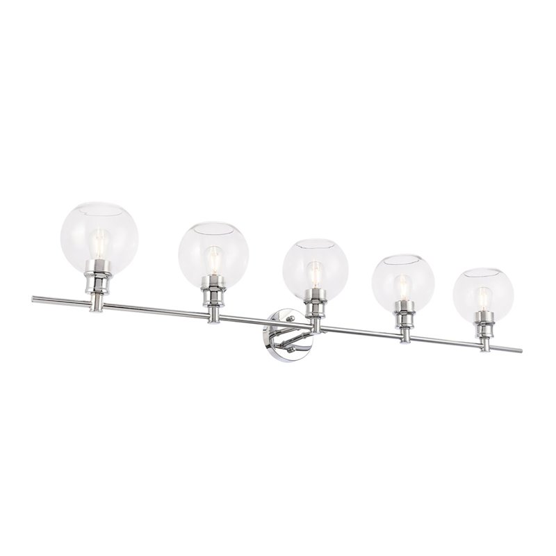 Living District Collier 5-Light Metal & Glass Wall Sconce in Chrome/Clear